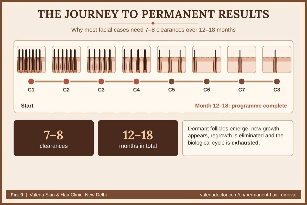 The journey to permanent results: 7 to 8 clearances over a total programme of about 12 to 18 months
